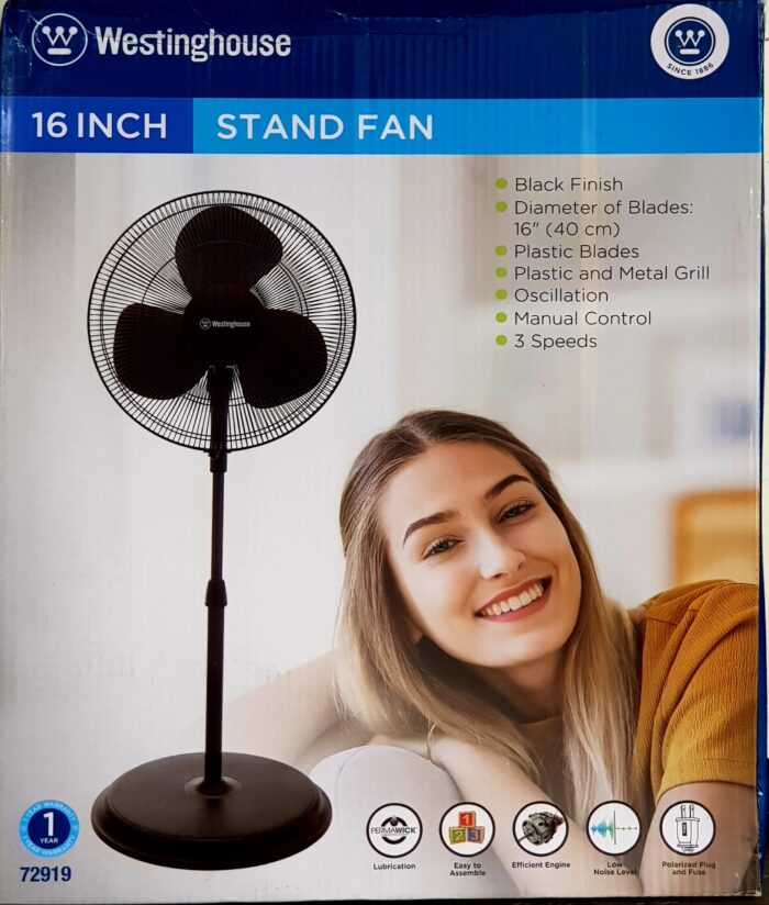 Westinghouse Pedestal Fan 16" Black - Image 2