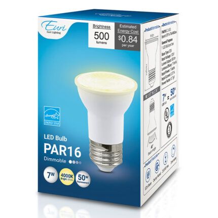 Euri 7W PAR 16 Dim LED Bulb 50W Equiv 5000K E26 Base