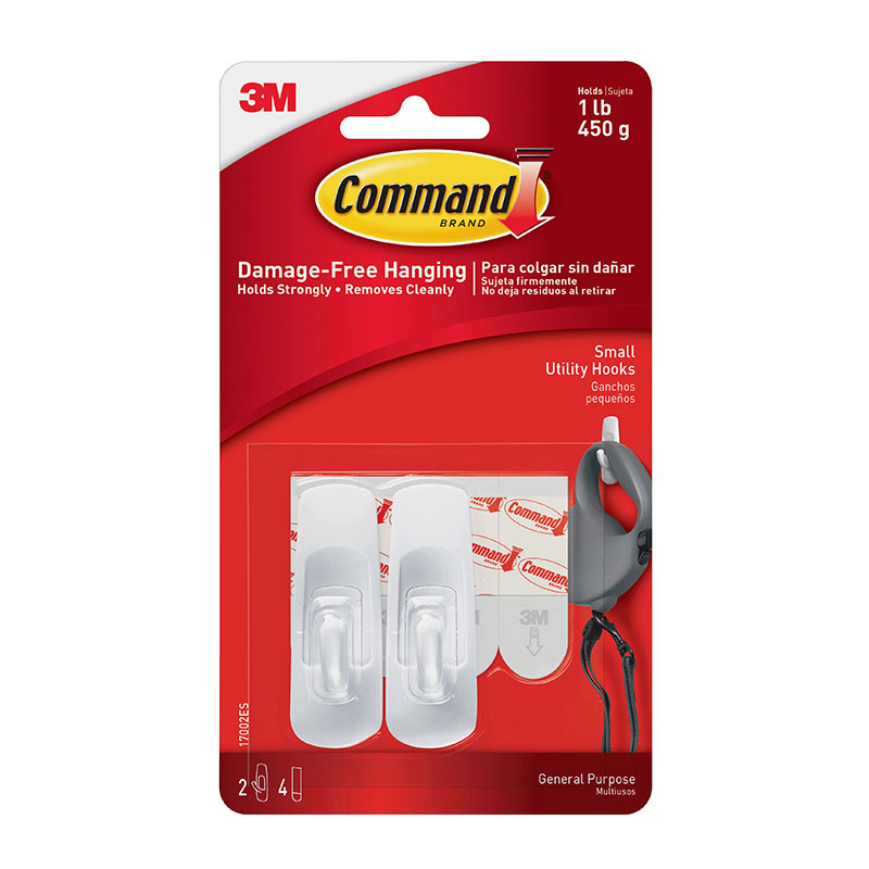 3M Command Hooks, Small, White – 1lb 2 per Pack