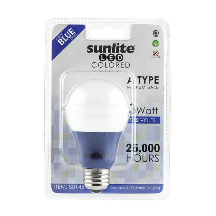Sunlite Blue LED A19 3 Watt Medium Base 120 Volt UL Listed LED - Image 3