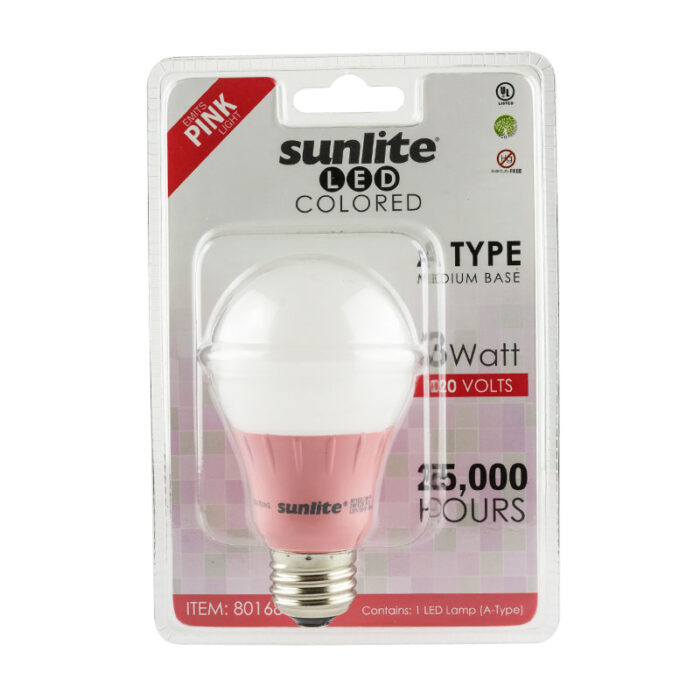Sunlite Pink LED A19 3 Watt Medium Base 120 Volt UL Listed LED - Image 2