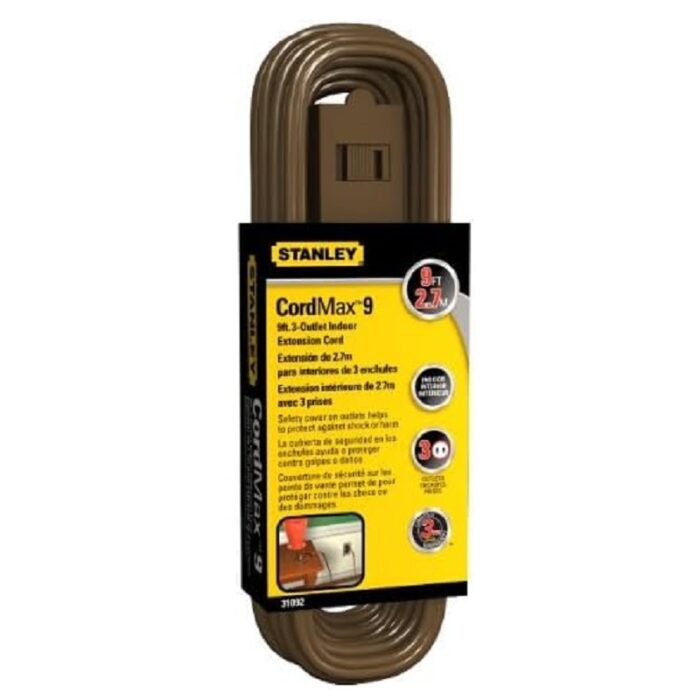 Stanley Indoor CordMax 9FT 3-OUTLET EXTENSION Brown - Image 2