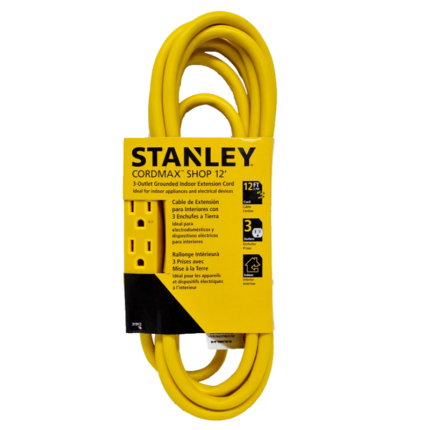 Stanley 34087 Grounded 3-Outlet Outdoor Extension Power Cord 3, 8-Feet,  Yellow