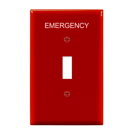 Enerlites – Toggle Switch Emergency One-Gang Wall Plate, Mid-Size- RED