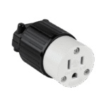 E66201-BK -  Enerlites – Heavy Duty Single Straight Blade Cord Connector, 15A, 125V L5-15C, Black