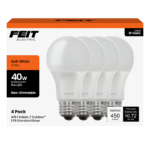 Feit LED A19 Non Dim 450Lumens  4PK