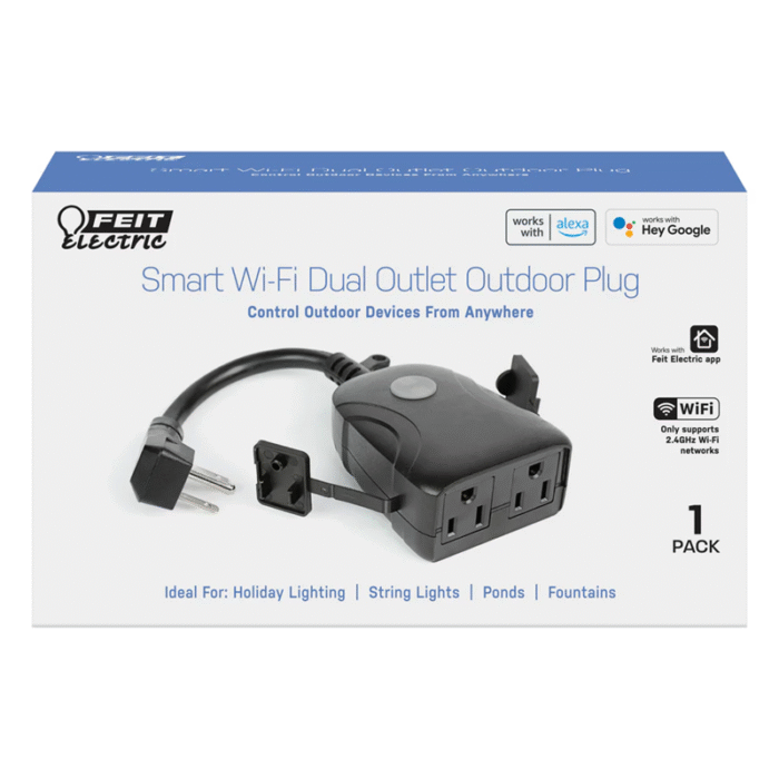 Feit 2 Outlet WET Location WIFI 1PK Black - Image 2