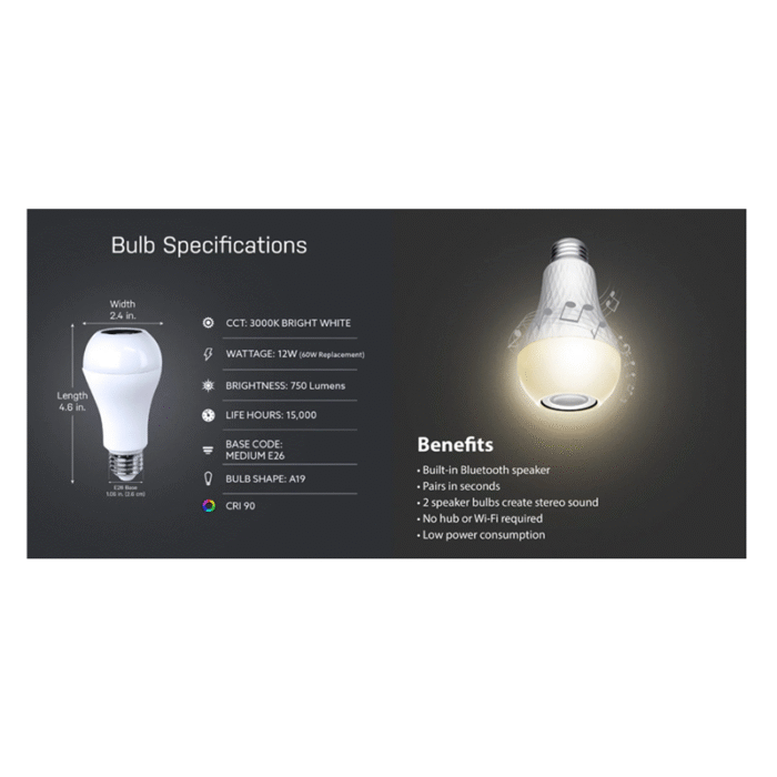 Feit A19 Bluetooth Speaker LED Bulb - Image 6